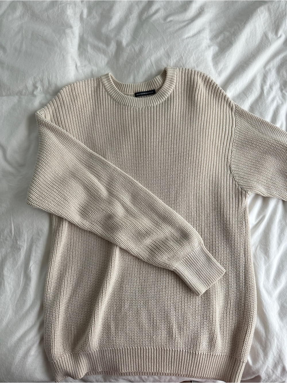 Brandy Melville Cream Crewneck Sweater
